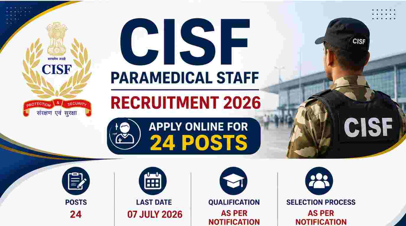 CISF ASI Paramedical Staff Recruitment 2026 Notification Out for 24 Vacancies, Apply Online